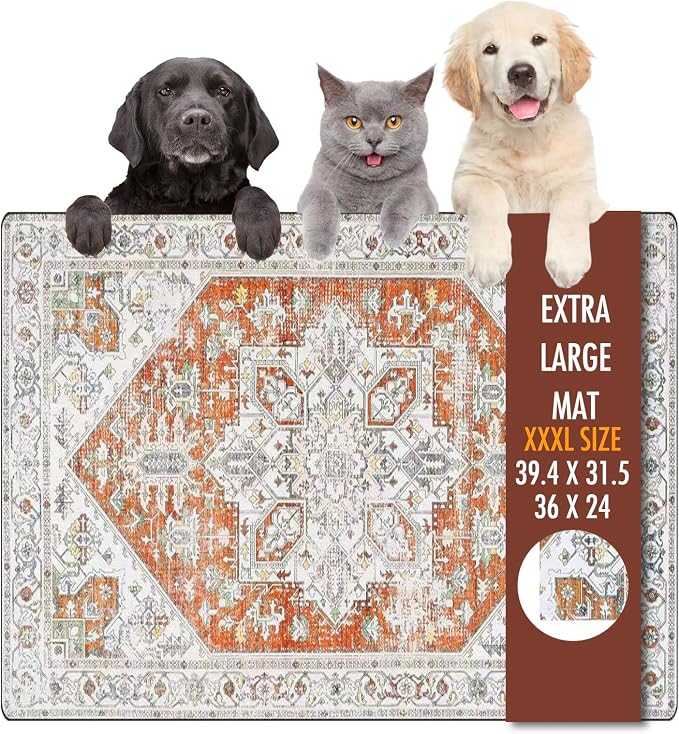 Dog Food Mat, Non Skid Cat Bowl Mat, No Stains Quick Dry by yuzshin
