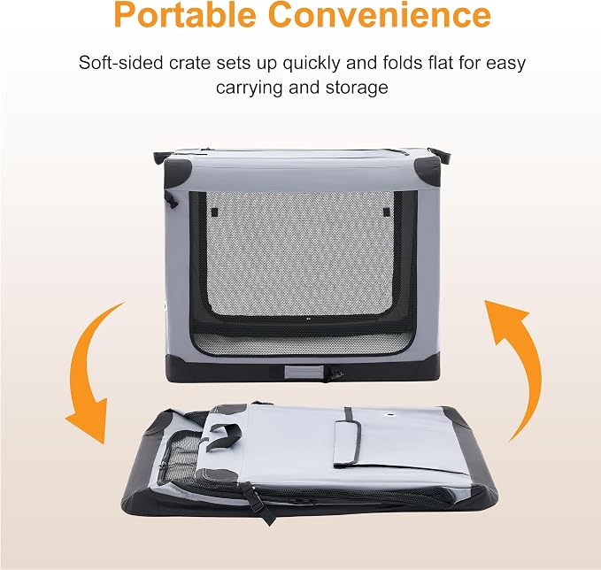 Dog Travel Crate 24 Inch, Portable Soft-Sided Travel Carriers - Image 4