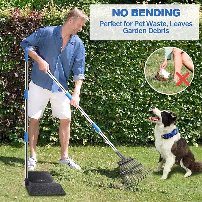QiMH Upgraded Dog Pooper Scooper Extra Large, Adjustable Long Handle Stainless - Image 7