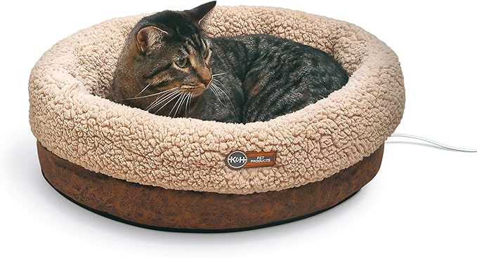K&H Pet Products Heated Cat Bed Indoor, Thermo-Snuggle Cup Bomber Soft Heated by KHPetProducts