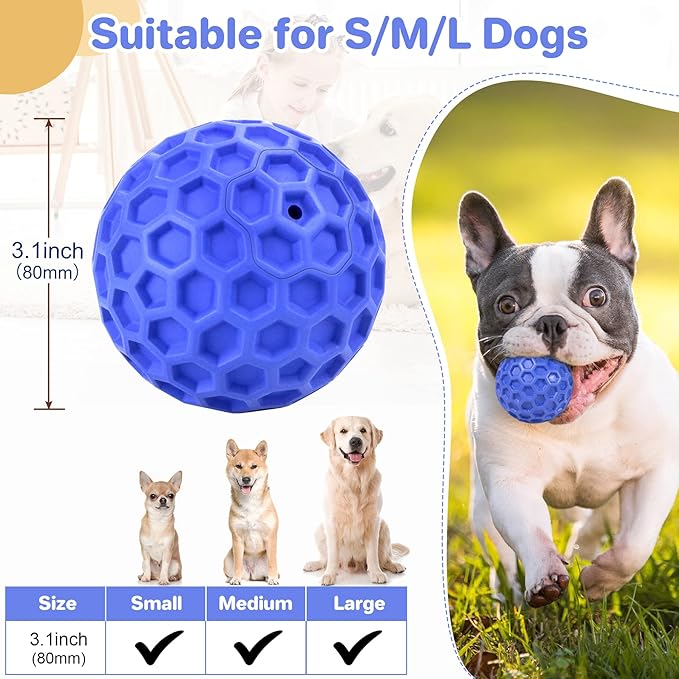 Indestructible Squeaky Dog Ball, Relieves Anxiety, Cleans Teeth, Interactive - Image 2