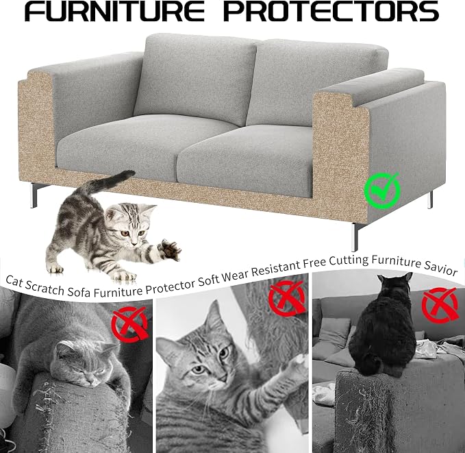 2 Pcs Total 78.8"x15.8" Cat Scratch Mat, Cat Scratch Couch Furniture Protector - Image 3