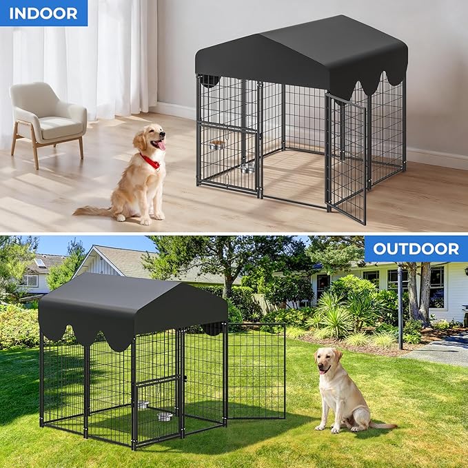 4x4x4.5ft Outdoor Dog Kennel, Metal Heavy Duty Dog Run - Image 7