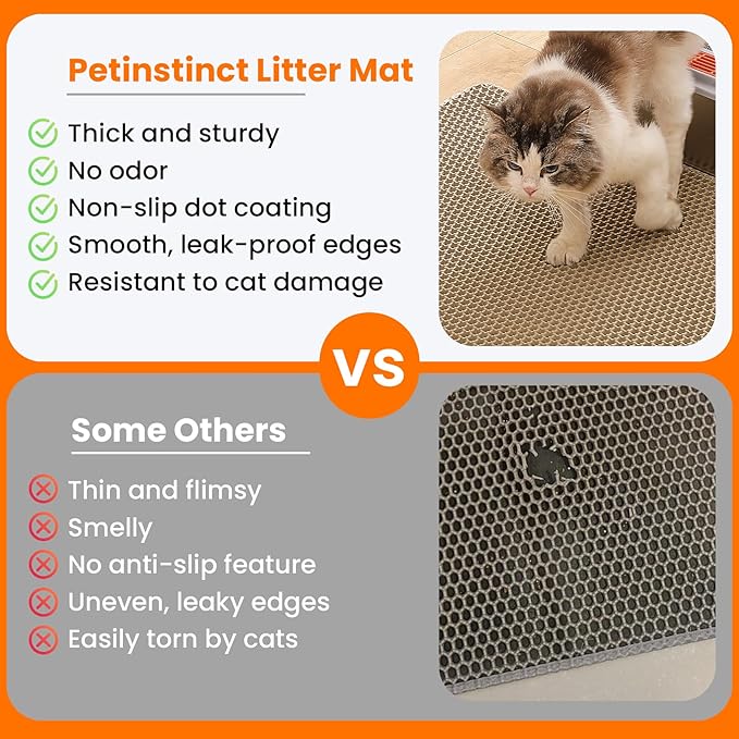 Jumbo Cat Litter Mat, 46x26 Inches Double Layer Honeycomb Litter Trapping Mat - Image 3