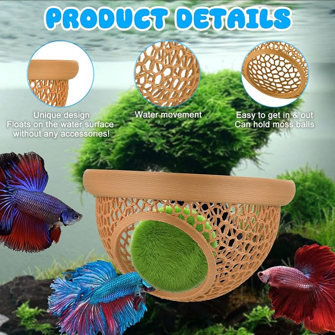Floating Betta Hide & Shrimp Cave – 3D Printed Aquarium Hammock, Feeder & Rest - Image 6