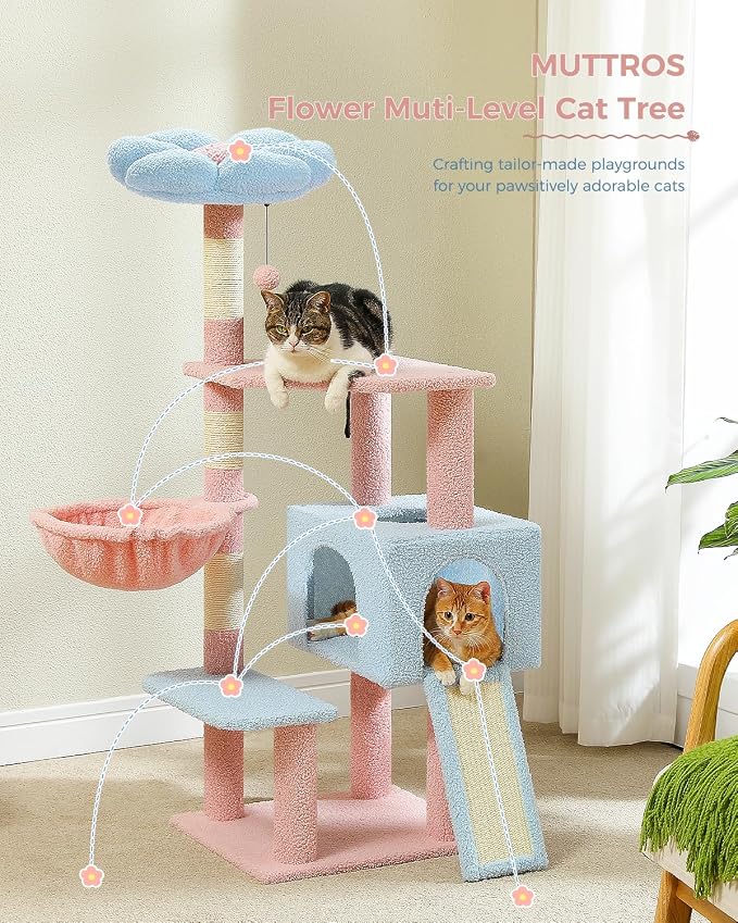 Flower Cat Tree 47.2" Multi-Level Cat Tower - Image 6