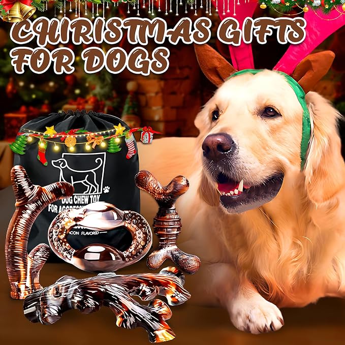 Dog Chew Toys for Aggressive Chewers 4 Pack, Indestructible Dog Toys, Bacon - Image 7