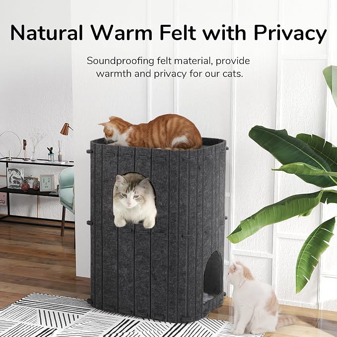 FUKUMARU Cat House for Indoor Cats, 23.62 Inch Large Cat Bed Cave Condo - Image 6