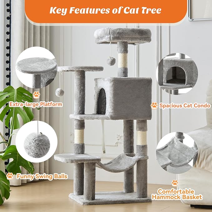 Sweetcrispy 44 Inch Cat Tree Tower, Cat Climbing Tower - Image 3