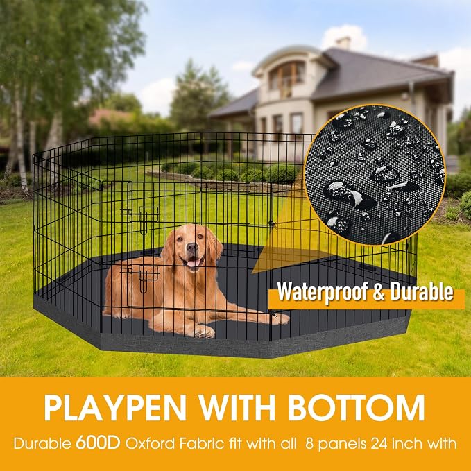 Dog Pen Pet Playpen Dog Fence Bottom Pad Indoor Foldable Metal Wire Exercise - Image 6