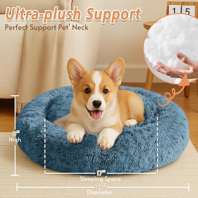 JOLLYVOGUE Calming Dog Bed Medium Size Dog, Anti-Anxiety Donut Medium Pet Bed - Image 5