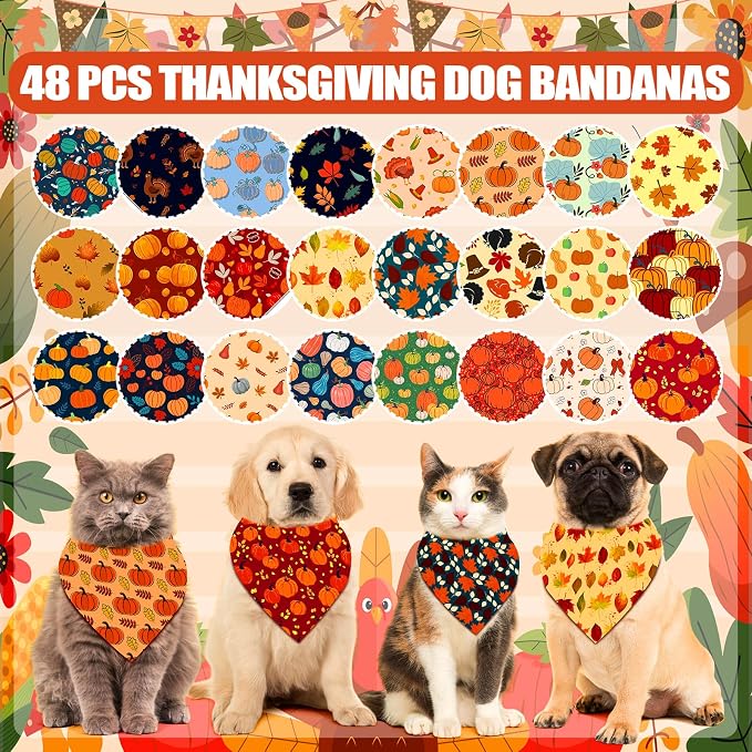 Sanwuta 48 Pcs Dog Bandanas Bulk Pet Bibs Colorful Scarf Pet Bandanas - Image 3