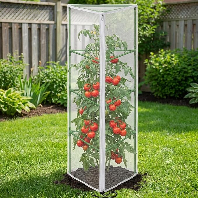2 Pcs Garden Bird Netting for Triangle Plant Cage, Tomato Trellis Insect Bird - Image 7