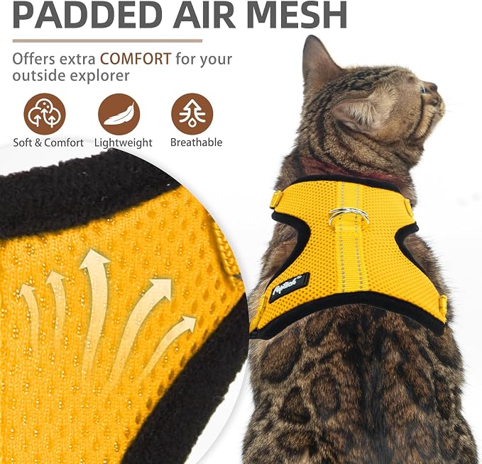 PUPTECK Cat Harness and Leash Set Escape Proof, Reflective Adjustable Soft Mesh - Image 2