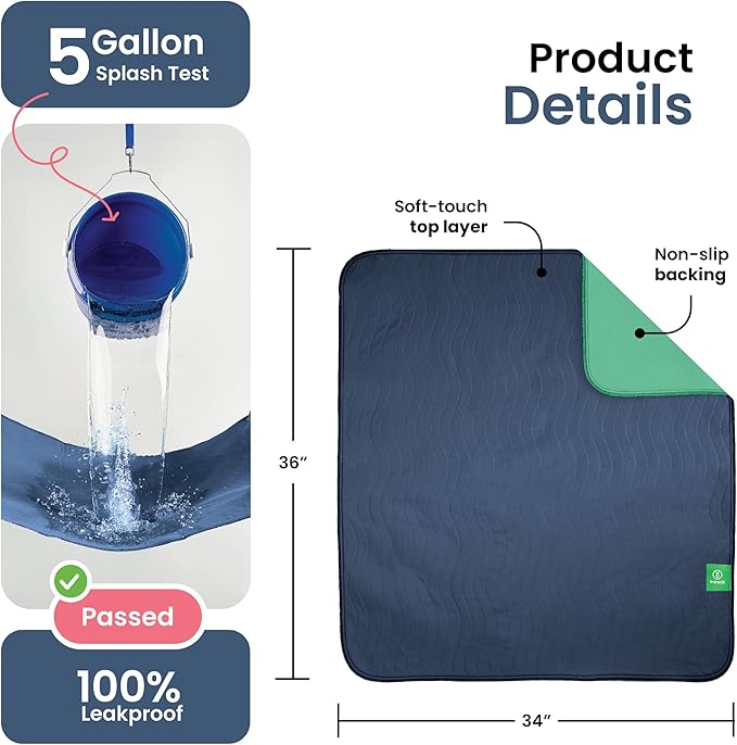 IMPROVIA® Washable Underpads, Heavy Absorbency Reusable Incontinence Pads - Image 3
