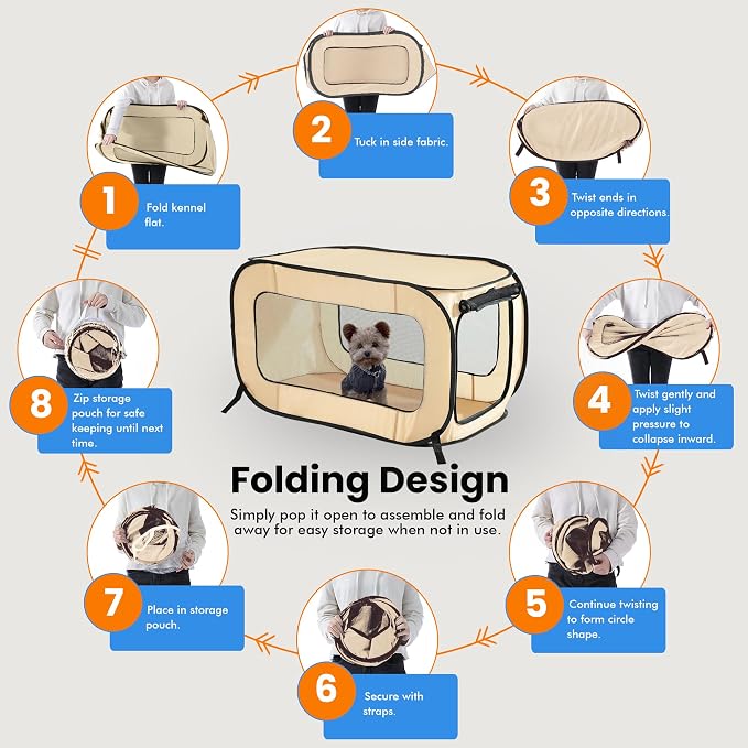 Beatrice Home Fashions Portable, Collapsible, Pop Up Kennel Travel Cat and Dog - Image 5