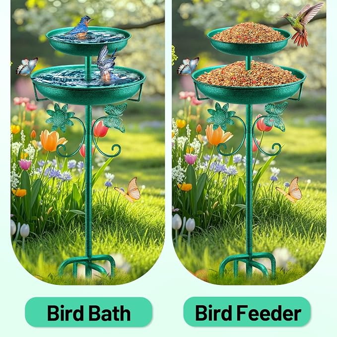 Daoeny Bird Bath for Outside, 42In Vintage Freestanding Birdbaths for Outdoors - Image 4
