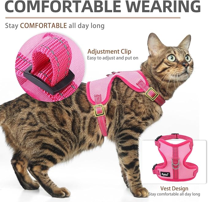 PUPTECK Cat Harness and Leash Set Escape Proof, Reflective Adjustable Soft Mesh - Image 4
