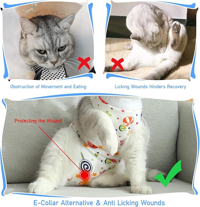 Coppthinktu Cat Recovery Suit Female, Breathable Cat Onesie After Surgery Female - Image 3