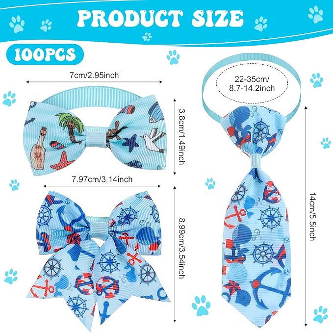 Reginary 100 Pieces Dog Bow Tie Collar Set Include 40 Dog Neckties, and 30 - Image 2
