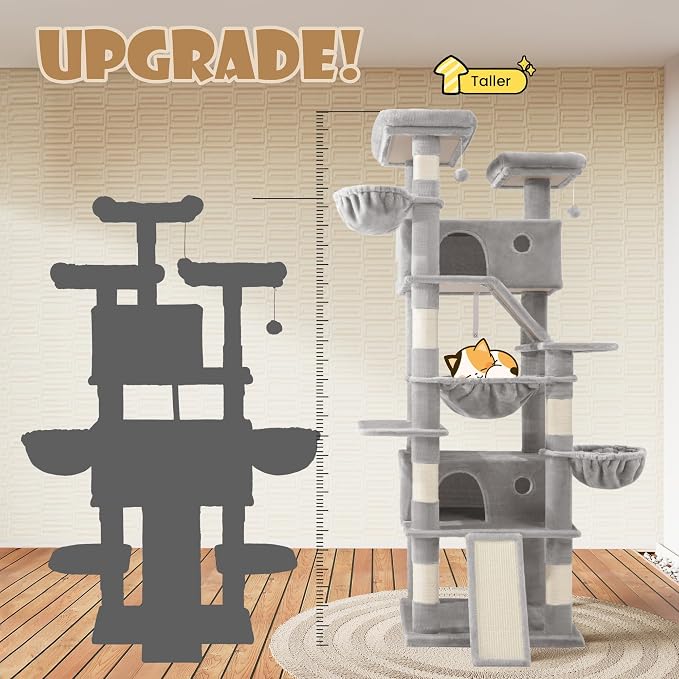 SHA CERLIN 81in Multi-Level Tall Cat Tree Tower - Image 4