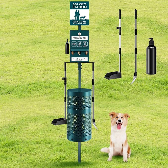 Qinyoung Dog Waste Station Outdoor Dog Poop Trash Can by Qinyoung