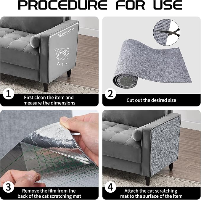 2 Pcs Total 78.8"x15.8" Cat Scratch Mat, Cat Scratch Couch Furniture Protector - Image 4
