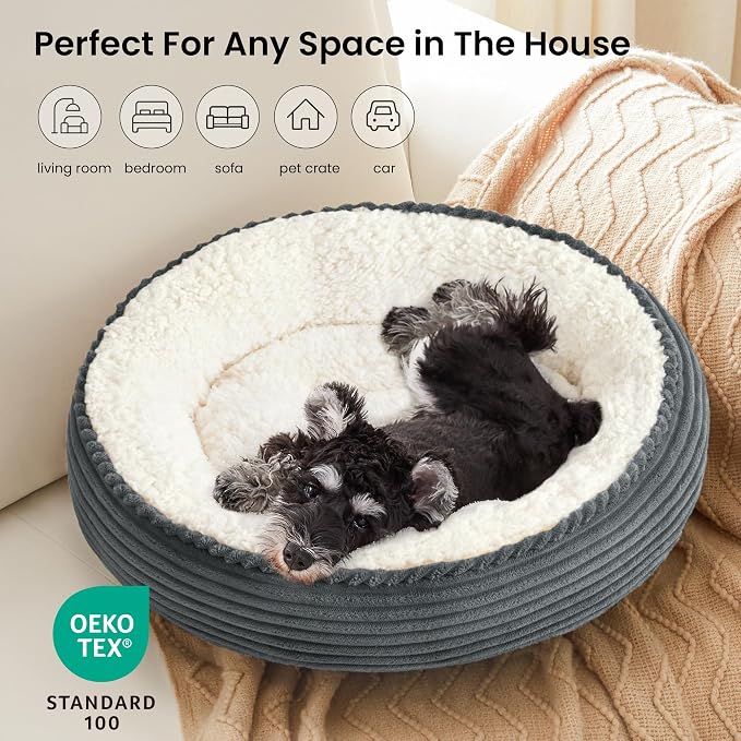 Love's cabin Round Donut Cat and Dog Cushion Bed, 25in Pet Bed - Image 6