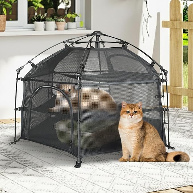 EighteenTek® Catio Outdoor Cat Enclosure 3-Tier Pop up Cat Tent Playpen | by EighteenTek