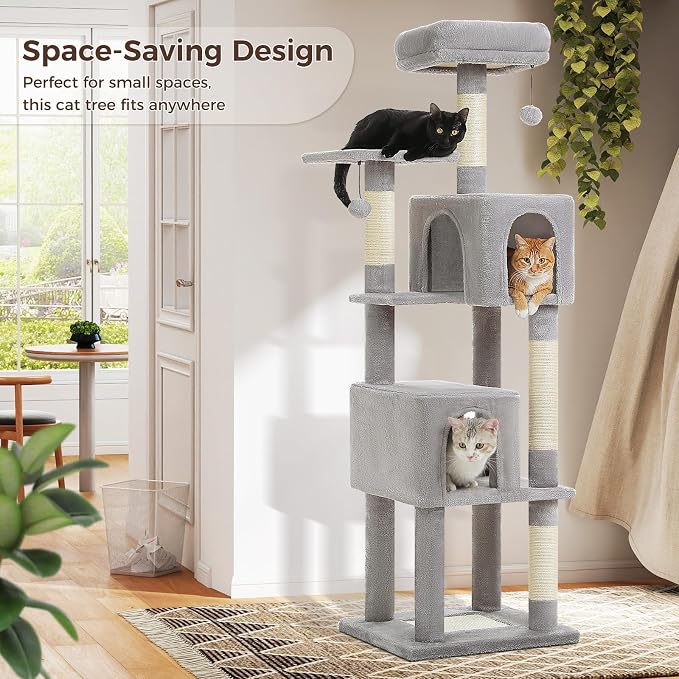 Cat Tree for Indoor Cats, 62-Inch Multi-Level Cat Tower - Image 5