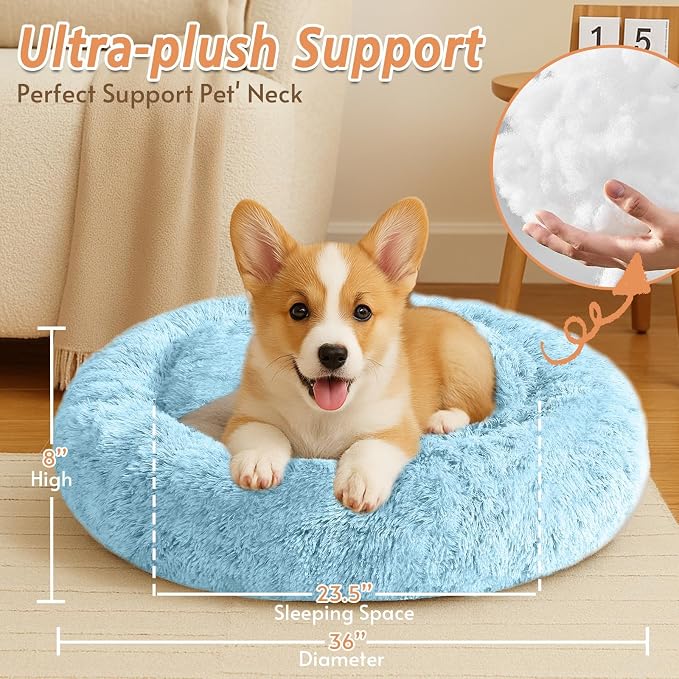 JOLLYVOGUE Calming Dog Bed Large Size Dog, Anti-Anxiety Donut Large Pet Bed - Image 6