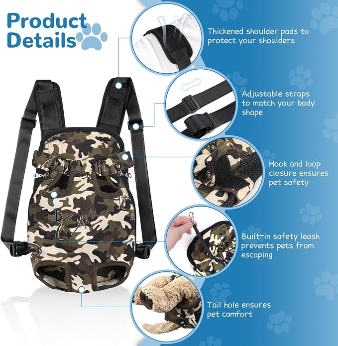 YUDODO Pet Dog Carrier Backpack Adjustable Dog Front Carrier, Legs Out Easy-Fit - Image 3