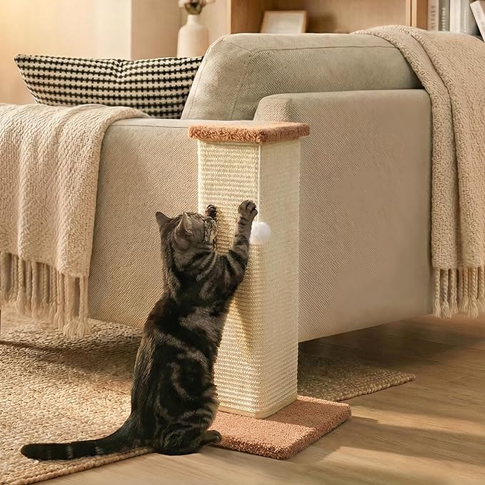PETKARAY Couch Corner Cat Scratcher, 22.5" Sisal Scratching Post by PETKARAY