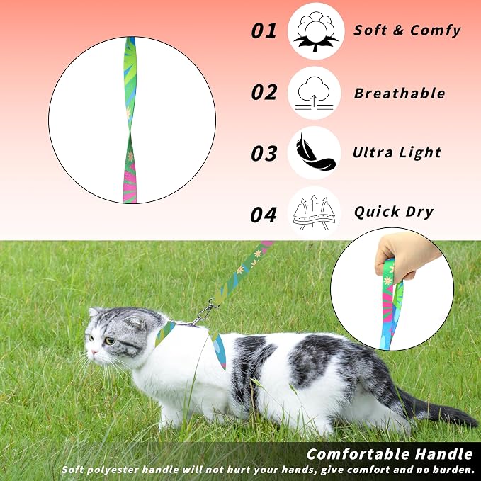 Cat Harness and Leash Set, Adjustable Kitten Harness Escape Proof Cats Harness - Image 3
