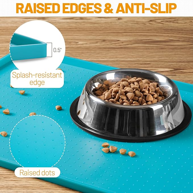 Hubulk Dog Feeding Mat, 100% Waterproof Food Grade Silicone Pet Food and Water - Image 3