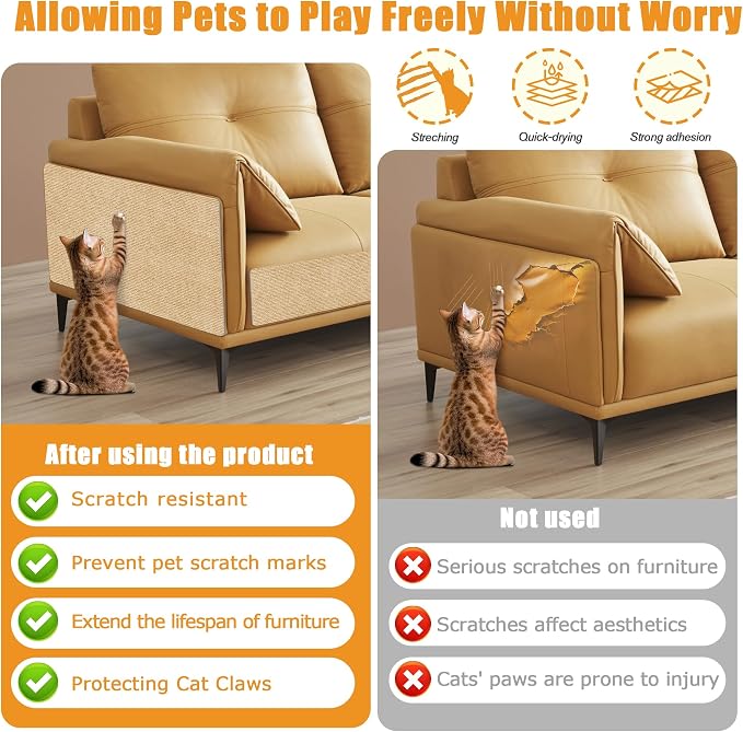 Cat Scratching mat Self-Adhesive, Trimmable Furniture Protector - Image 3