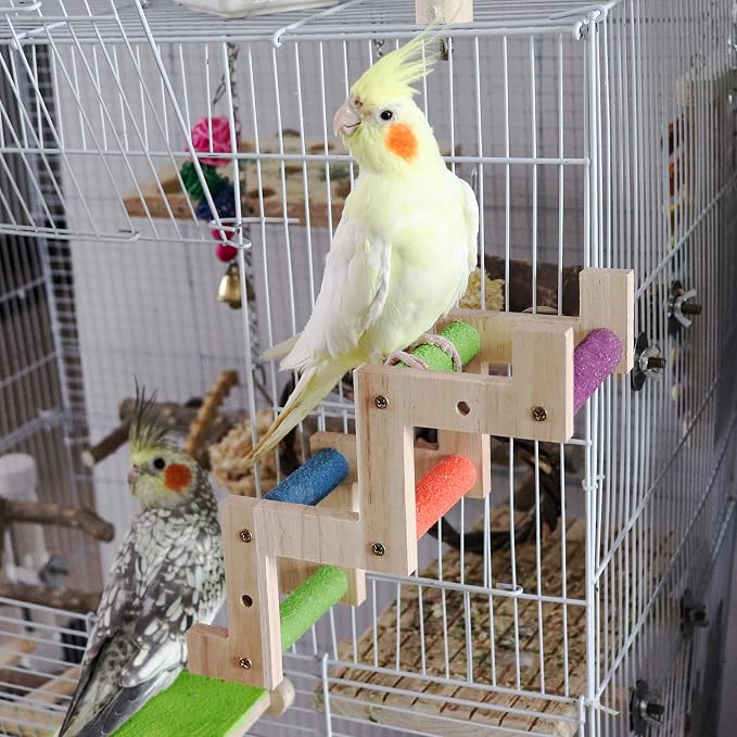 Bird Ladder Bridge, Wooden Parrot Hamster Climbing Ladder Toys, Bird Perch Stand - Image 3