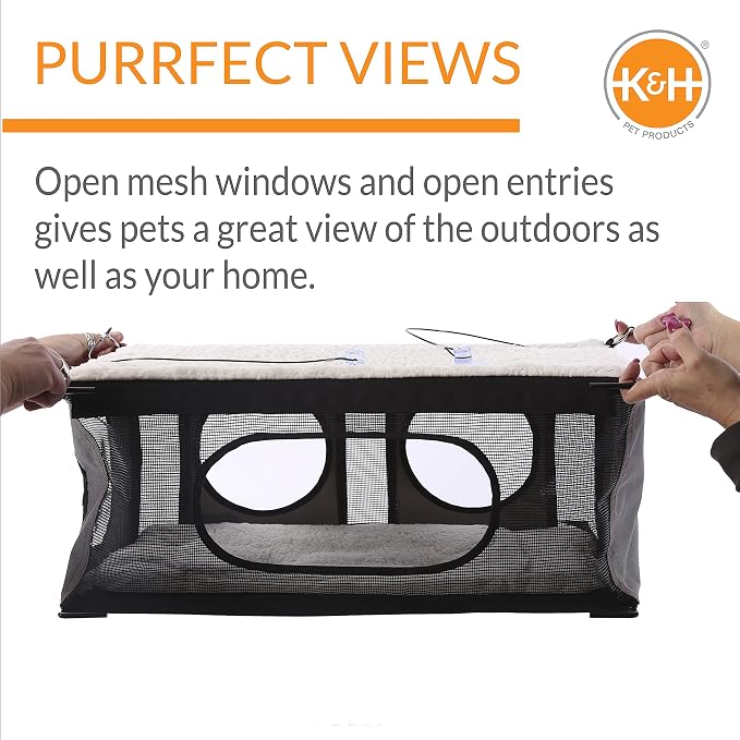 K&H Pet Products EZ Mount Cat Window Perch Penthouse 2-level Tree, Sturdy - Image 4