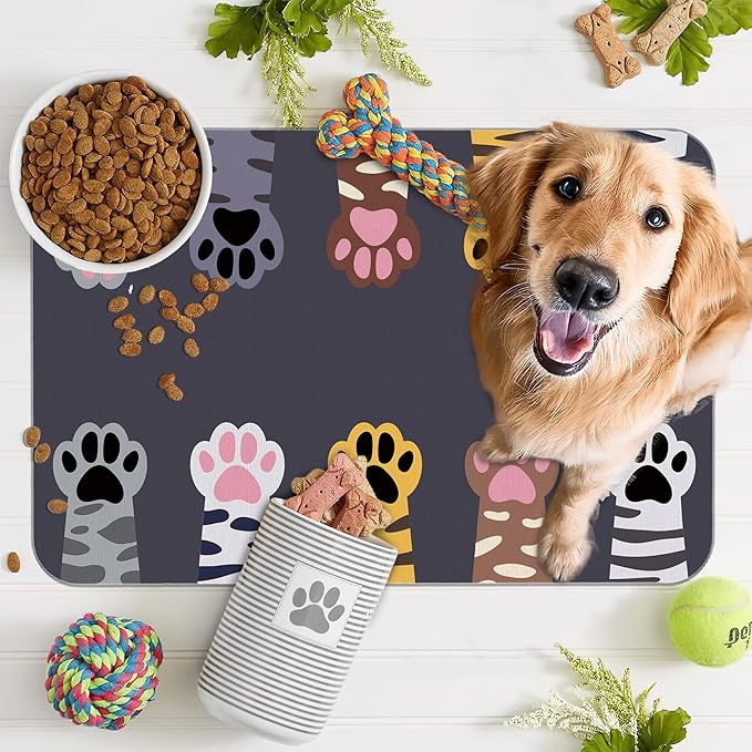 Cute Cat Paw Print Dog Food Mat - Image 7