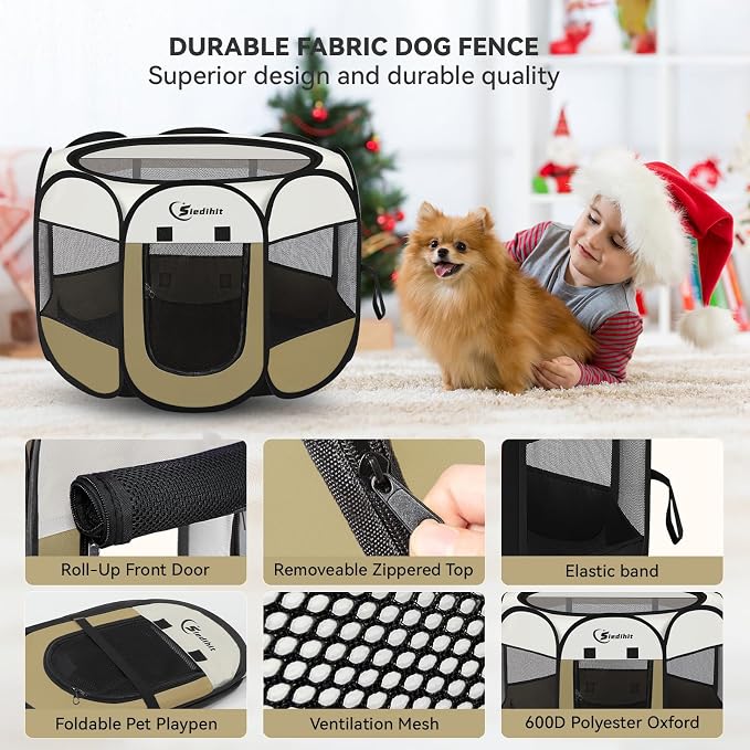 Dog Cat Playpen, Medium Puppy Pet Playpen, Dog Crate Tent Cage Indoor/Outdoor - Image 7