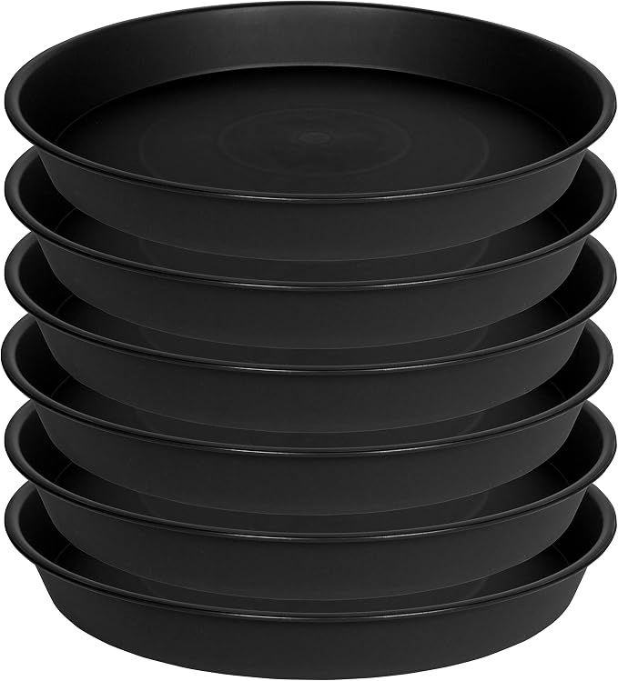 6 Pack of 7 inch Plant Saucer, Heavy Duty Plastic Plant Water Tray 7 inch Round by Bleuhome