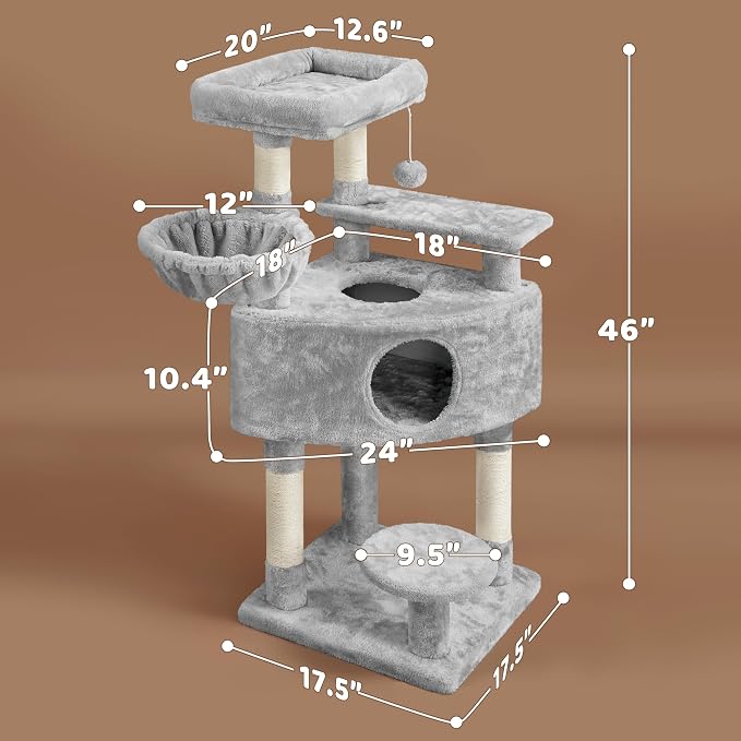 Yaheetech 46in Cat Tree Tower | Multi-Level Indoor Activity Center - Image 7