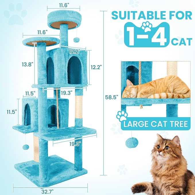 58.5inch Large Cat Tree Tower Condo - Image 3