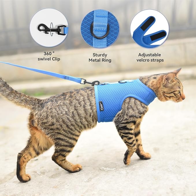 Kitty Harness and Leash for Walking Escape Proof Breathable Mesh Fabric - Image 3