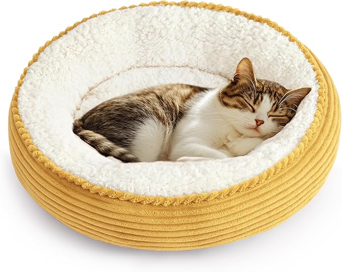 Love's cabin Round Donut Cat and Dog Cushion Bed, 20in Pet Bed by Lovescabin