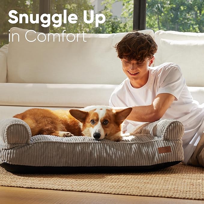 FUKUMARU Dog Couch Bed, Corduroy Cozy Cat Bed - Image 3