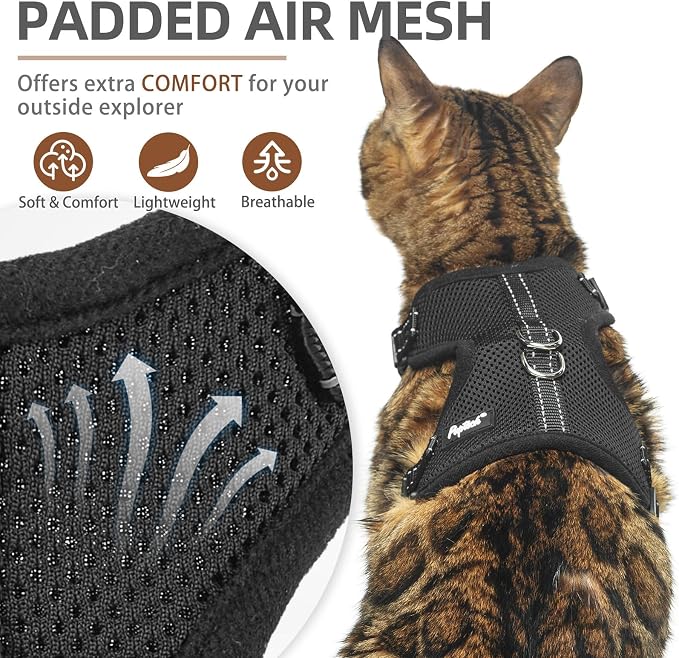 PUPTECK Cat Harness and Leash Set Escape Proof, Reflective Adjustable Soft Mesh - Image 2