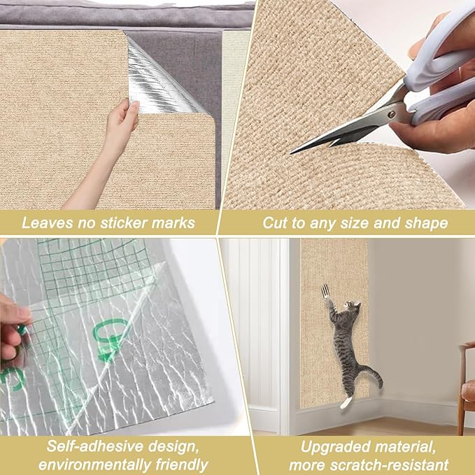 Cat Scratch Mat, 118.5"x15.9" Trimmable Self-Adhesive Cats Scratch Carpet - Image 7
