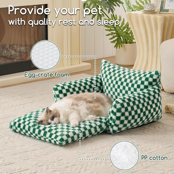Hollypet Cat Bed Fluffy Plush Mutifuctional Double-Layer Soft Pet Couch - Image 5