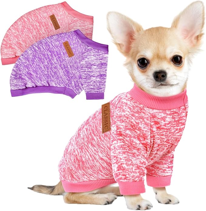 2 Pcs Dog Sweaters for Small Dogs Girl Boy Winter Fleece Clothes Warm Soft Dog by BAOBICUTE